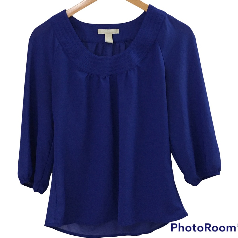 BANANA REPUBLIC Bright Cobalt Blue Purple Scoop Neck Petite Small Blouse Top